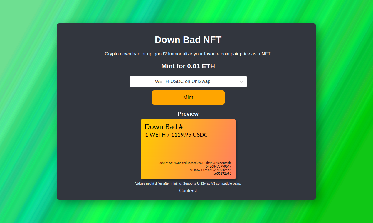 Down Bad NFT project screenshot