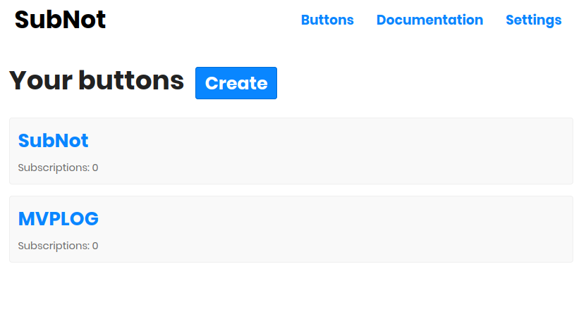 SubNot dashboard