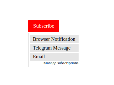 The Subscribe Button with the different notification options